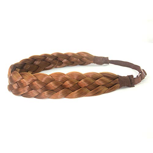 BOBIYA 5 Strands Synthetic Hair Braided Classic Chunky Wide Plaited Headband Elastic Stretch Braid for Women Girl Sunset Brown - Image 2