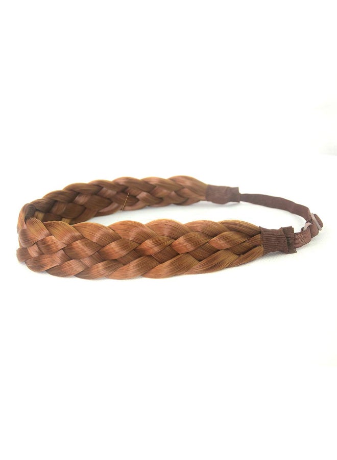 BOBIYA 5 Strands Synthetic Hair Braided Classic Chunky Wide Plaited Headband Elastic Stretch Braid for Women Girl Sunset Brown - Image 3
