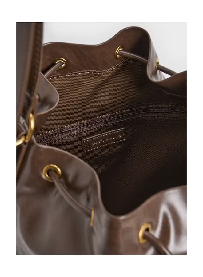 Charles & Keith Summer Shoulder Women's Bag Soft Multifunctional Shoulder Bag Dark brown - Image 5