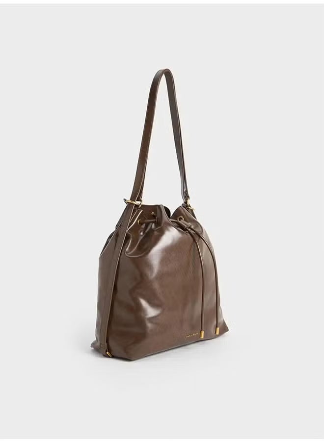 Charles & Keith Summer Shoulder Women's Bag Soft Multifunctional Shoulder Bag Dark brown - Image 2