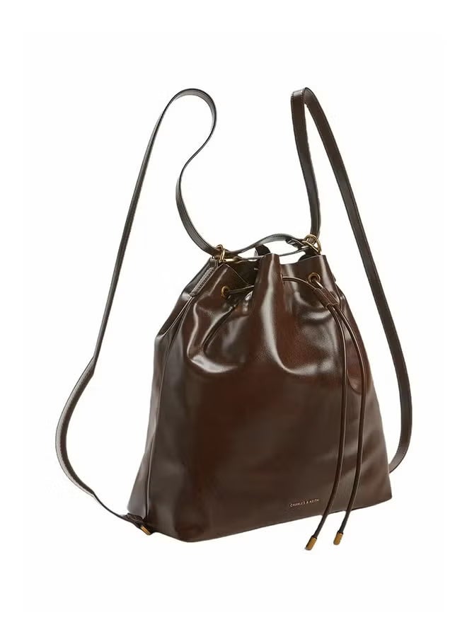 Charles & Keith Summer Shoulder Women's Bag Soft Multifunctional Shoulder Bag Dark brown - Image 4
