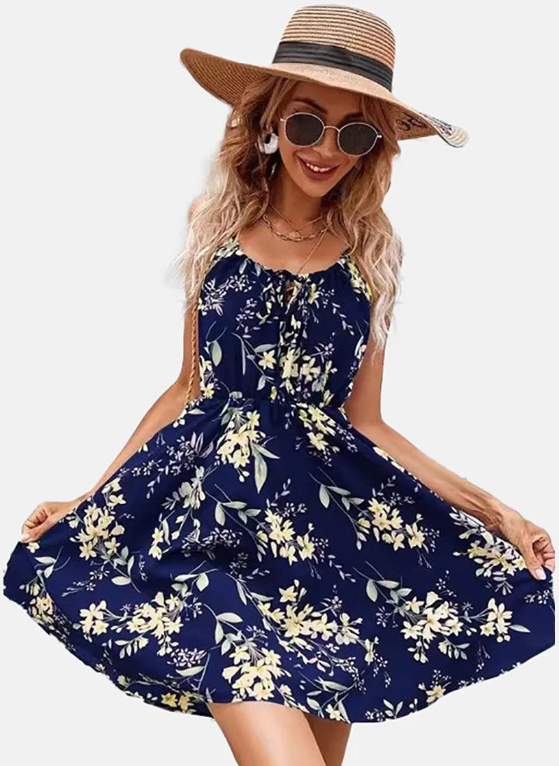 YUNIQEE Women Floral Printed Shoulder Straps A-Line Dress