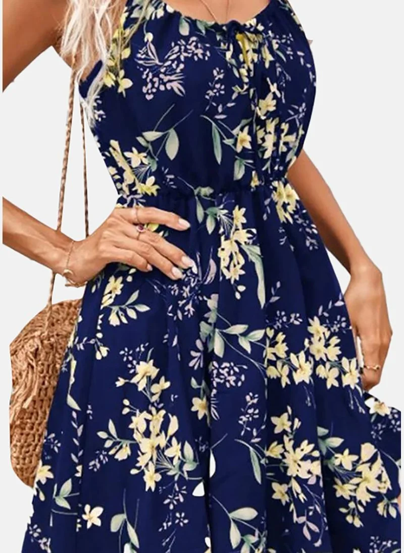 YUNIQEE Women Floral Printed Shoulder Straps A-Line Dress