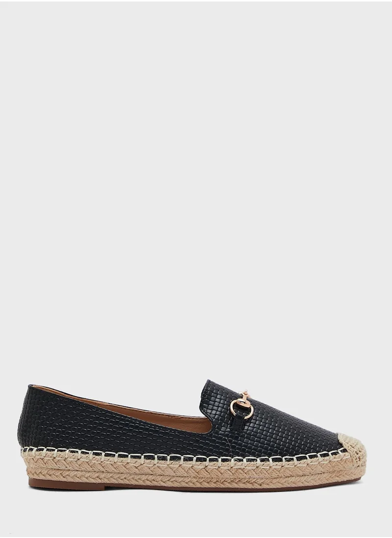 Ginger Horsebit Textured Flat Espadrille