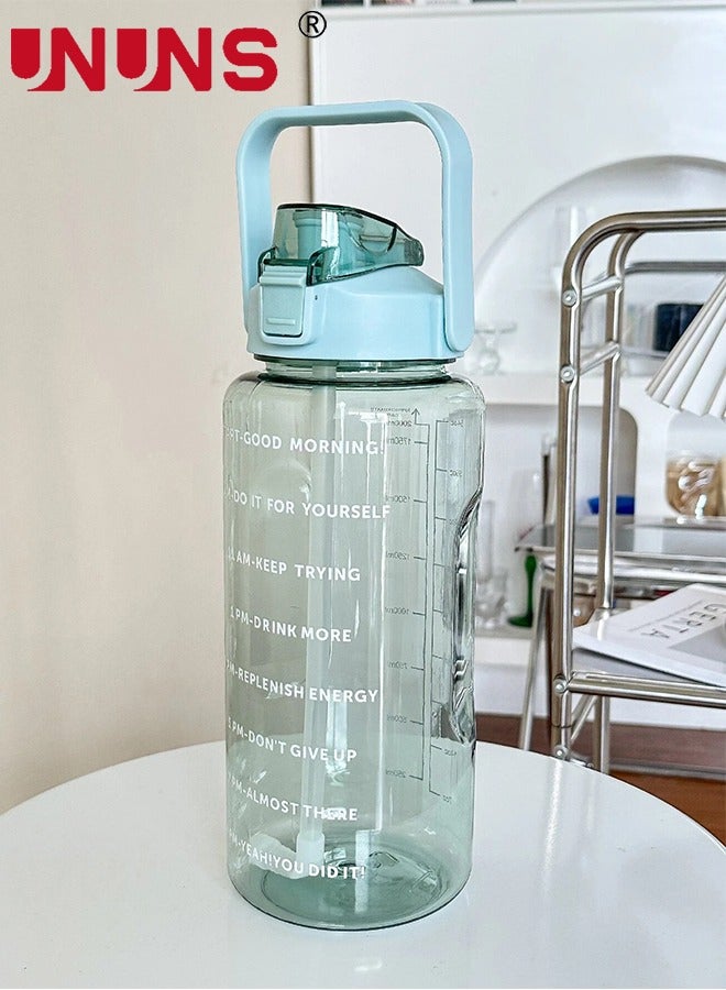 UNUNS 2 Liter Water Bottles,Motivational Water Bottle With Straw Time Marker,BPA-Free Leakproof Water Jug,Large Water Drink Jug For Home Office Outdoor Sport Fitness Gym,Green - Image 4