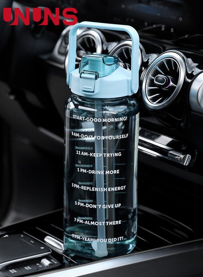 UNUNS 2 Liter Water Bottles,Motivational Water Bottle With Straw Time Marker,BPA-Free Leakproof Water Jug,Large Water Drink Jug For Home Office Outdoor Sport Fitness Gym,Green - Image 5