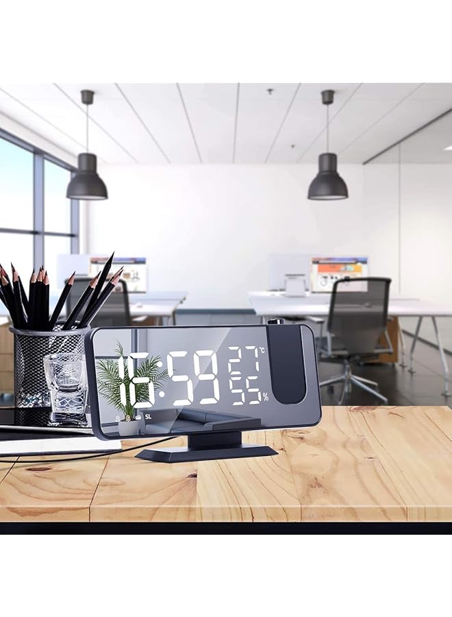 erorex Projection Alarm Clock Digital Alarm Clock Radio Dual Loud Smart Alarm Clock For Bedroom With Usb Power Cable 7.4 Inch Mirror Led Display Screen Auto Dimmer Mode For Heavy Light Sleepers - Image 5