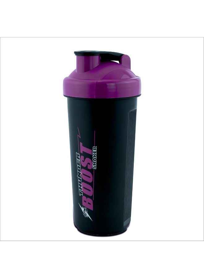 Trueware كوب خلط البروتين Trueware Tender Boost Gym Shaker بتقنية الخلط السريع | بلاستيك | 700 مل | أسود وبنفسجي | مانع للتسرب | مثالي للبروتين، ومكملات ما قبل التمرين، والأحماض الأمينية المتفرعة السلسلة (BCAAs) | خيار مثالي لعشاق اللياقة البدنية - Image 1