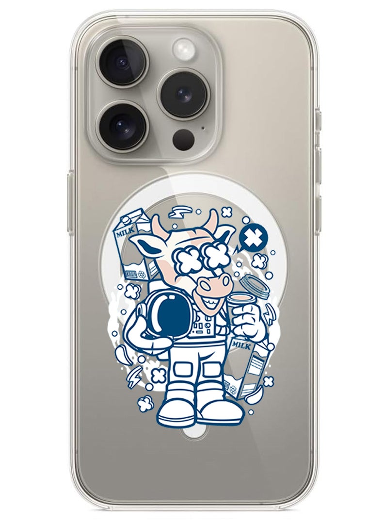 Theodor Magnetic Case for iPhone 15 Pro Max 6.7-inch Compatible with MagSafe Wireless Charging, Shockproof Phone Bumper Cover Cow astronaut copy - Image 1