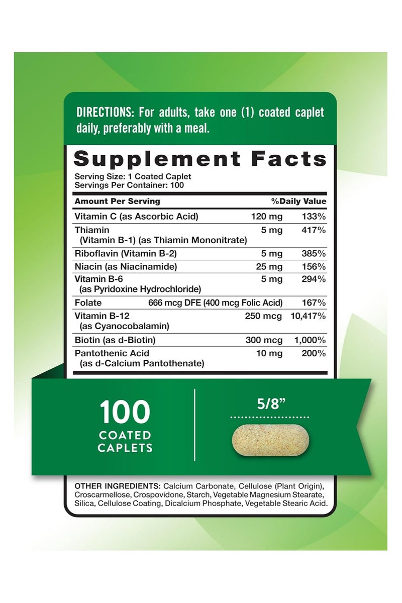 نايتشورز تروث Vitamin B Complex Plus Vitamin C | 100 Caplets | Vegan, Non-GMO & Gluten Free Supplement - Image 2
