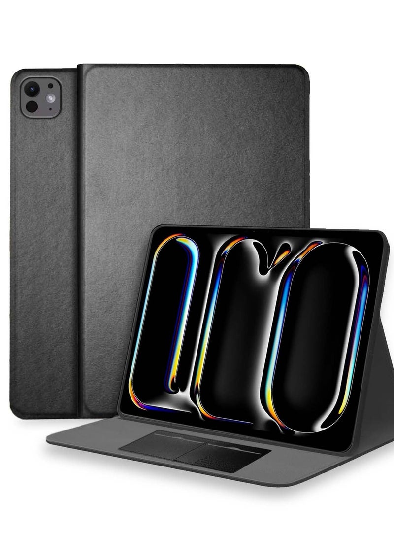 Cat - Cot PU Leather With Card Holder Flip Case Cover For Apple iPad Pro 13 5G 2024 (7th Generation) 13 Inch Black  - Image 1
