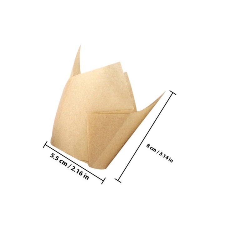 Natural Tulip Cupcake Liners 100 Pcs Grease Resistant Heat Resistant Baking Paper Cups - Image 3
