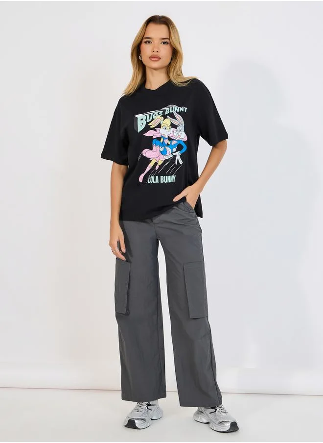 Styli Bugs Bunny Flying Print Oversized T-Shirt