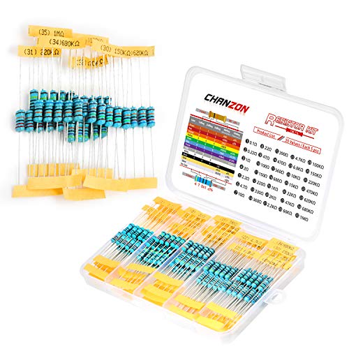 Chanzon 35 Values 1W 0.1R-1MR Ω ohm 175pcs Metal Film Fixed Resistor Kit ±1% Tolerance 0.01 MF Through Hole Resistors Assortment Current Limiting Rohs Certificated - Image 1