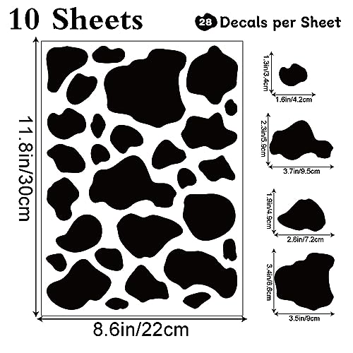 AOWDIAO 280 Pieces Cow Print Stickers Peel and Stick Vinyl Decals for Wall, Car, Laptop, Water Bottle & Home Decor - Image 2
