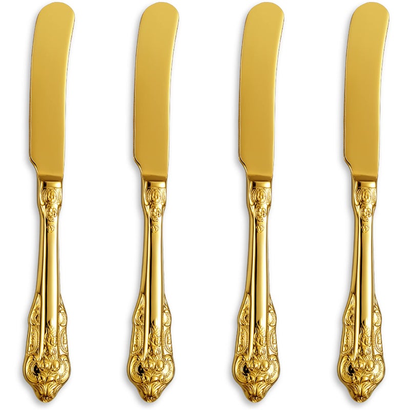 مجموعة KEAWELL الرائعة من 69 سكين زبدة من الفولاذ المقاوم للصدأ 1810 - 4 قطع باللون الذهبي