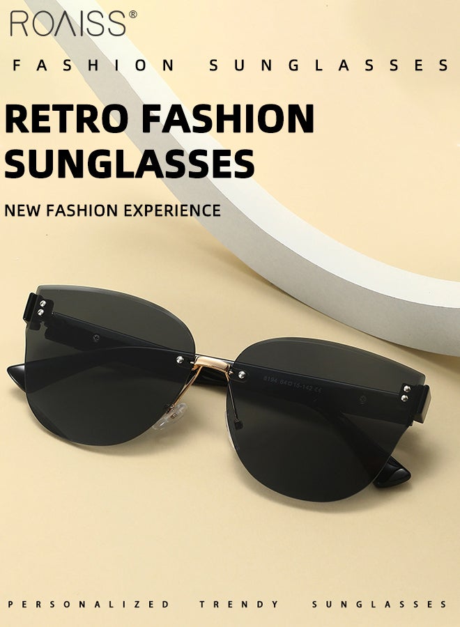 roaiss Women's Cat Eye Rimless Sunglasses, UV400 Protection Sun Glasses, Fashion Sun Shades for Shopping Party Travel with Glasses Case, 60mm - Image 5