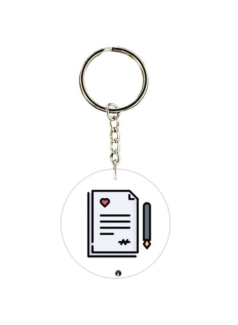RKN Pen And Paper Printed Double Sided Keychain