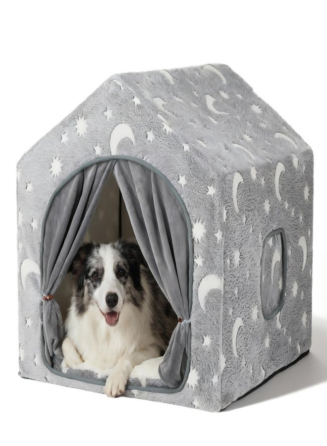 Pelemee Indoor Dog House, Night-Luminous Star Dog Tent with Frame，Washable Dog Cave Bed, Suitable for 36-66 lb Medium and Large Dog - Image 1