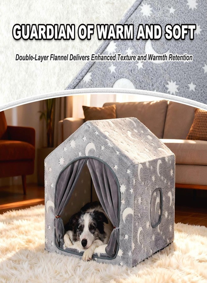 Pelemee Indoor Dog House, Night-Luminous Star Dog Tent with Frame，Washable Dog Cave Bed, Suitable for 36-66 lb Medium and Large Dog - Image 2