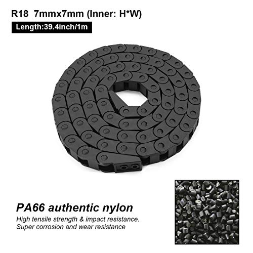 LMioEtool R18 7mm x 7mm(Inner H x Inner W) Black Plastic Cable Wire Carrier Drag Chain 1M Length for CNC, with End Connectors - Bridge Type (Non-openable) - Image 2