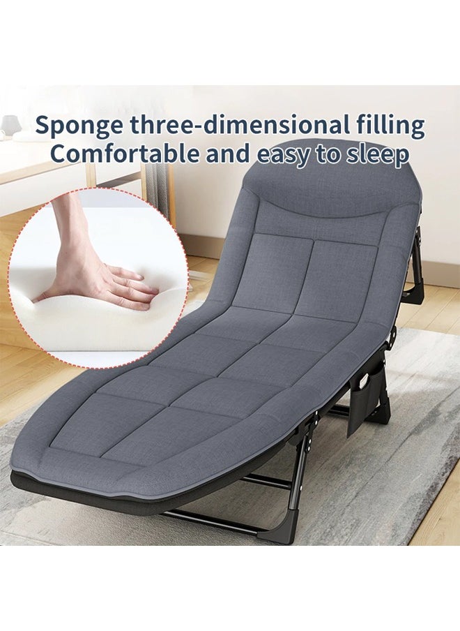 HQ-GAMING - Folding Bed, Portable Foldable Camping Bed, Adjustable Medical Bed, Comfortable Recliner Bed Lounger Chair, Single Sleeping Bed, Resting Bed, Adults Camping Cot for Outdoor Beach Office (Grey) 180*60 - Image 1