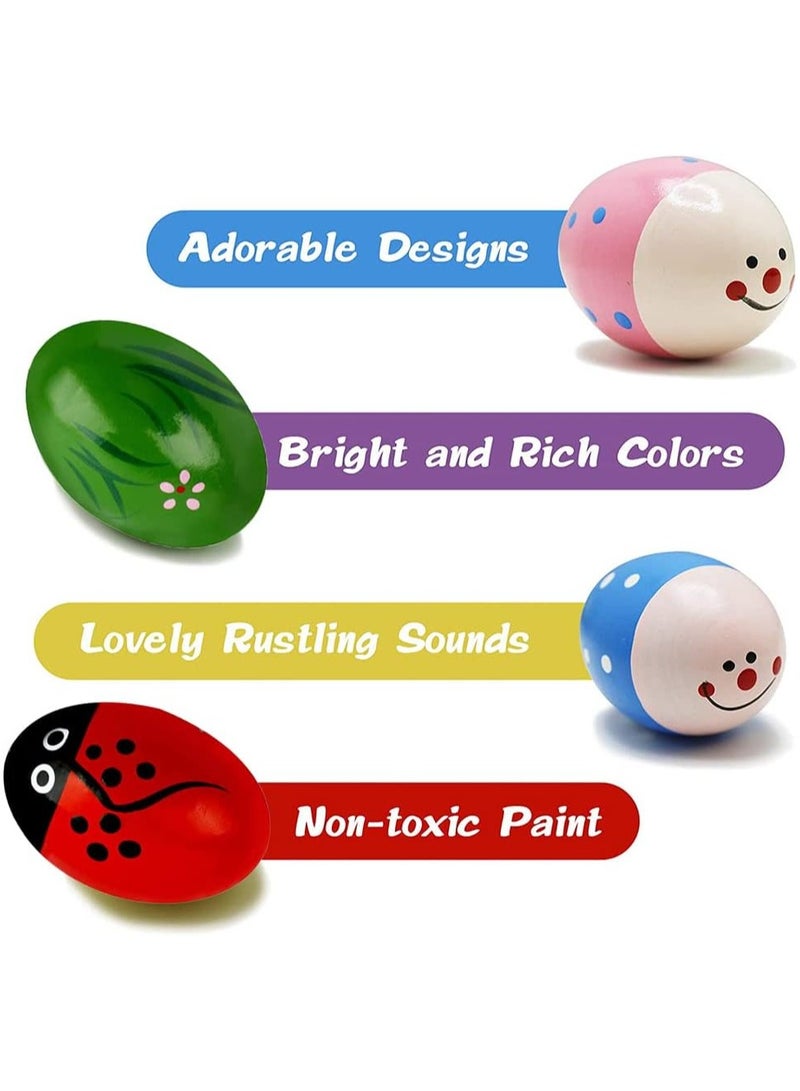 Egg Shakers Maracas for Kids - 6 Pack - Natural, Wooden Musical Toy Percussion Instruments Easter Basket Stuffers for Kids - Montessori Sound Making Shakers - Image 3