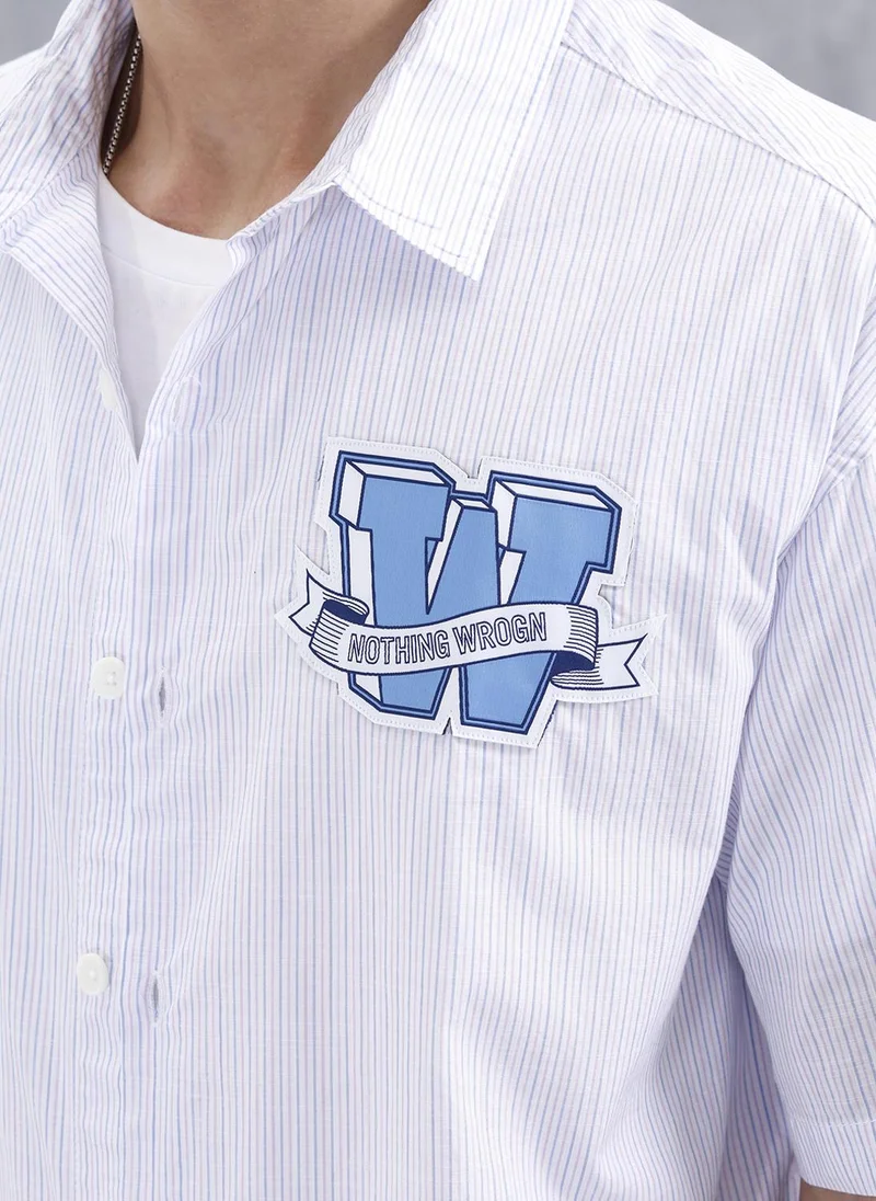 Wrogn  Varsity-Inspired Casual Oversized Striped Shirt For Men | Pink for Men | Best Price UAE