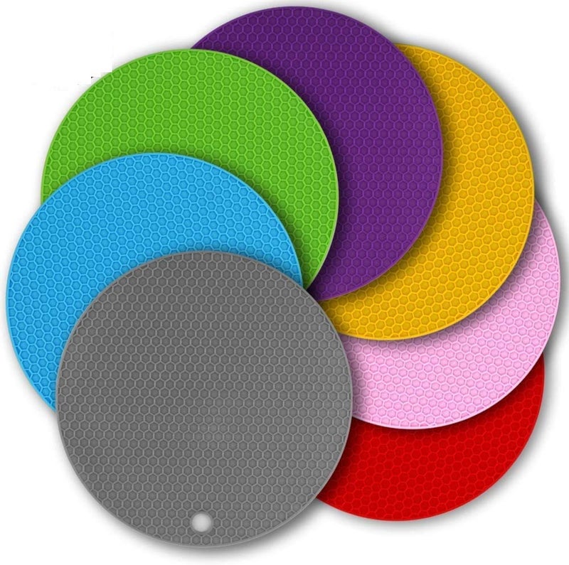 ZURATO Silicone Anti Hot Heat Resistant Round Pot Holder Disc Pads Car Dashboard Pad Dining Table Mat Place-mat Coasters, Multicolour - Pack of 4 - Image 2