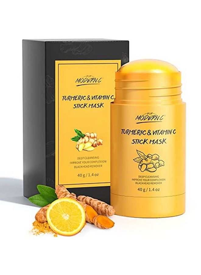 POP MODERN.C Turmeric Clay Stick Mask Organic Vitamin C Purifying Clay Mask Blackhead Cleansing Healing Clay Mud Mask Deep Clean Pore Improve Skin Acne Scars Facial Mask With Blackhead Remover Extractor Tools - Image 1