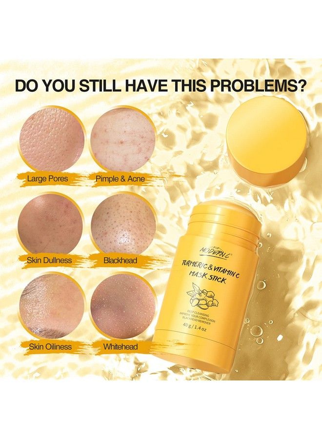 POP MODERN.C Turmeric Clay Stick Mask Organic Vitamin C Purifying Clay Mask Blackhead Cleansing Healing Clay Mud Mask Deep Clean Pore Improve Skin Acne Scars Facial Mask With Blackhead Remover Extractor Tools - Image 4