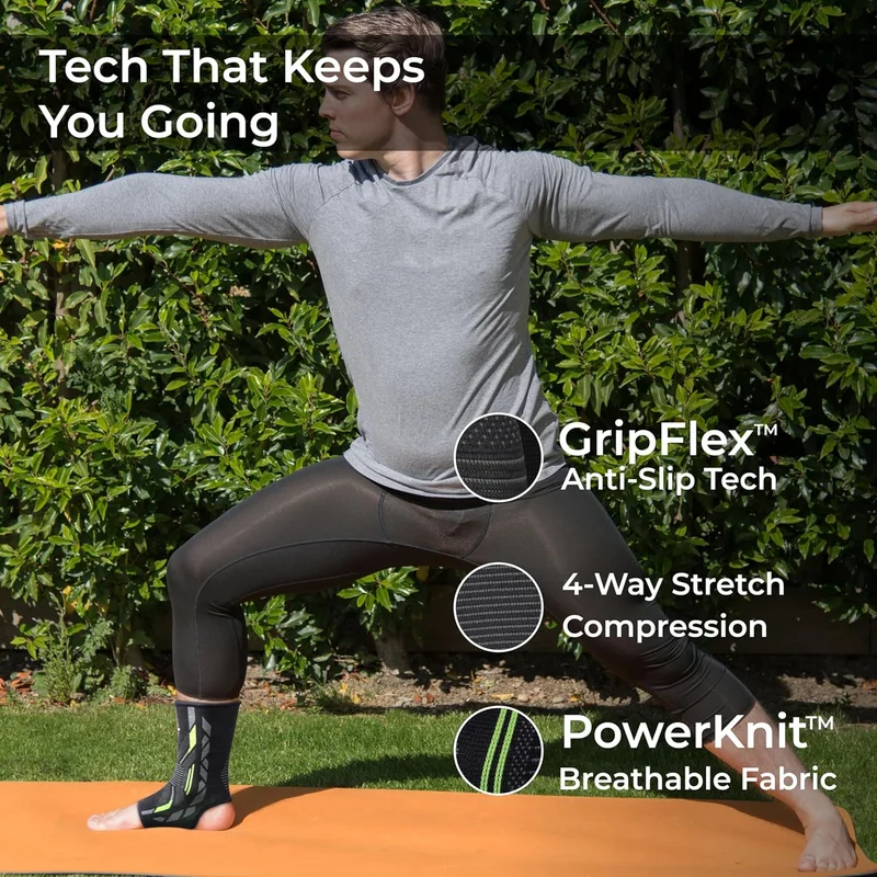 نيفيا Nivia Knitted Ankle Support - Breathable Compression Sleeve for Enhanced Stability and Pain Relief (Green, M)