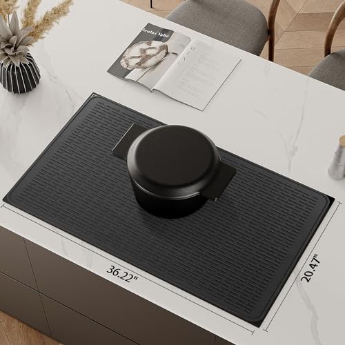 YUHFERA Stove Top Cover for Electric Stove Silicone Stove Mat for Glass Top Glass Cooktop Protector XL Dish Drying Mats for KitchenOven Covers for Electric Stove Black36 x 21 - Image 3