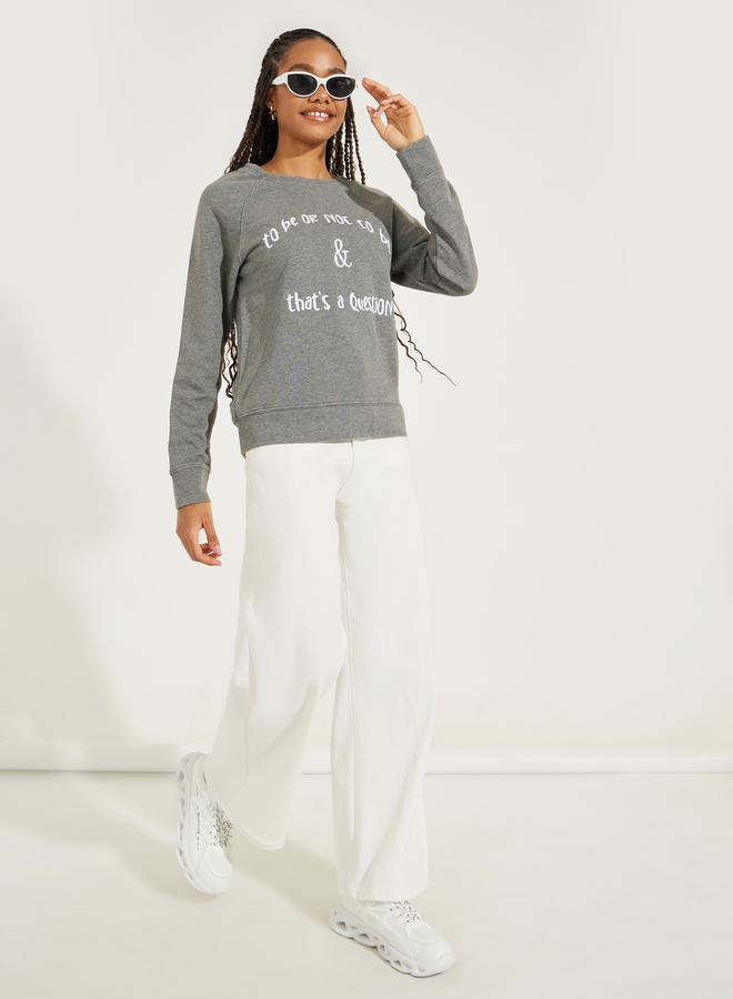 Take Two Regular Fit Acid Wash Text Print Sweatshirt  - Image 2