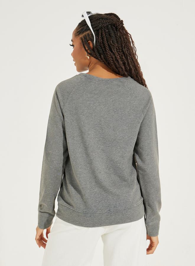Take Two Regular Fit Acid Wash Text Print Sweatshirt  - Image 5