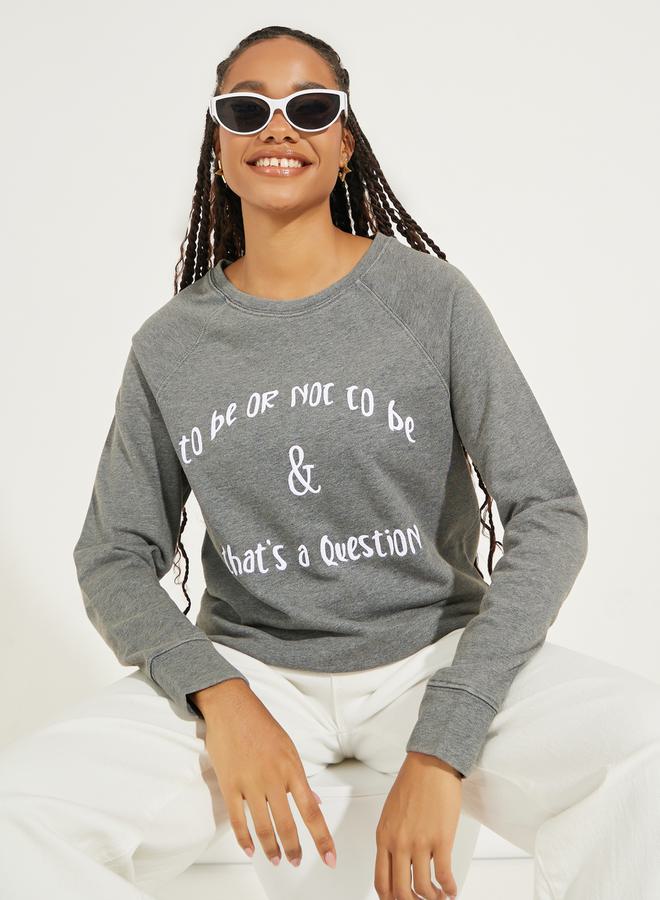 Take Two Regular Fit Acid Wash Text Print Sweatshirt  - Image 1
