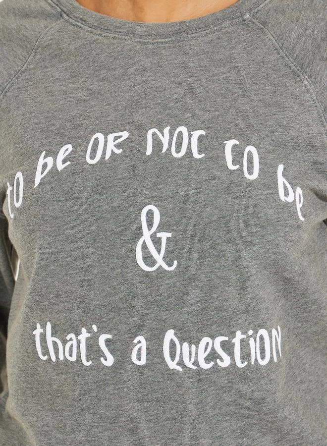 Take Two Regular Fit Acid Wash Text Print Sweatshirt