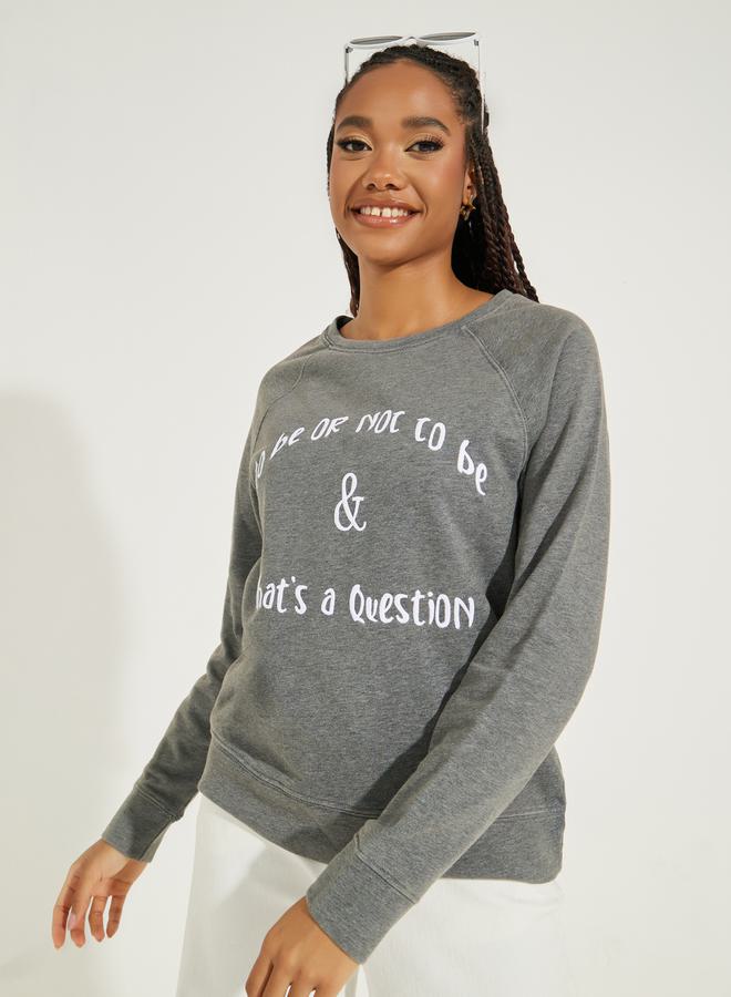 Take Two Regular Fit Acid Wash Text Print Sweatshirt  - Image 3