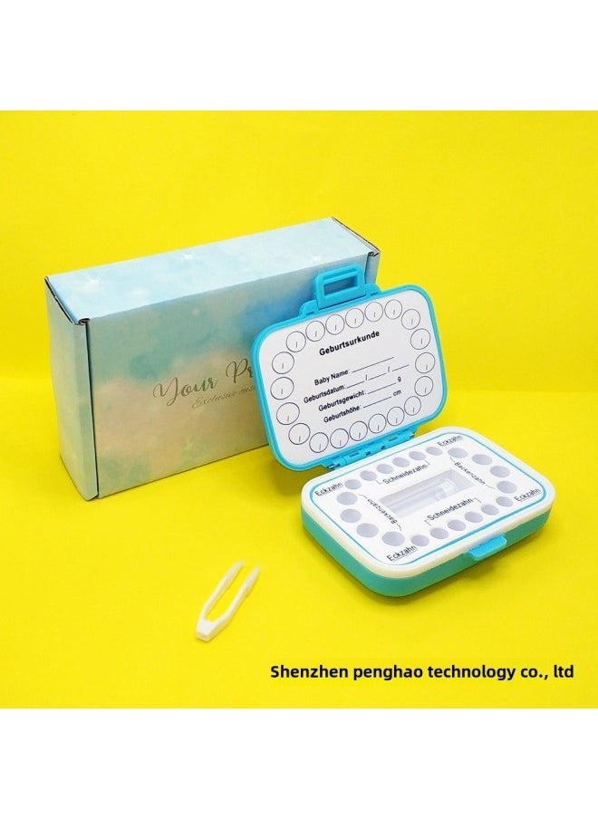 Blue Children's Deciduous Teeth Preservation Box Plastic Color Printing Baby Teeth Storage Box Fetal Hair Collection Preservation Commemorative Box De-Color:Blue Monster Bacteria Pattern-Specifications:White Lining - Image 3