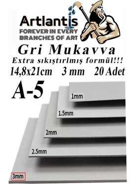 Artlantis A5 Cardboard Gray 3 mm 20 Pieces 1 Pack 14 8 x 21 cm A - 5 Cardboard 3 mm Thick A - 5 Cardboard  - Image 1