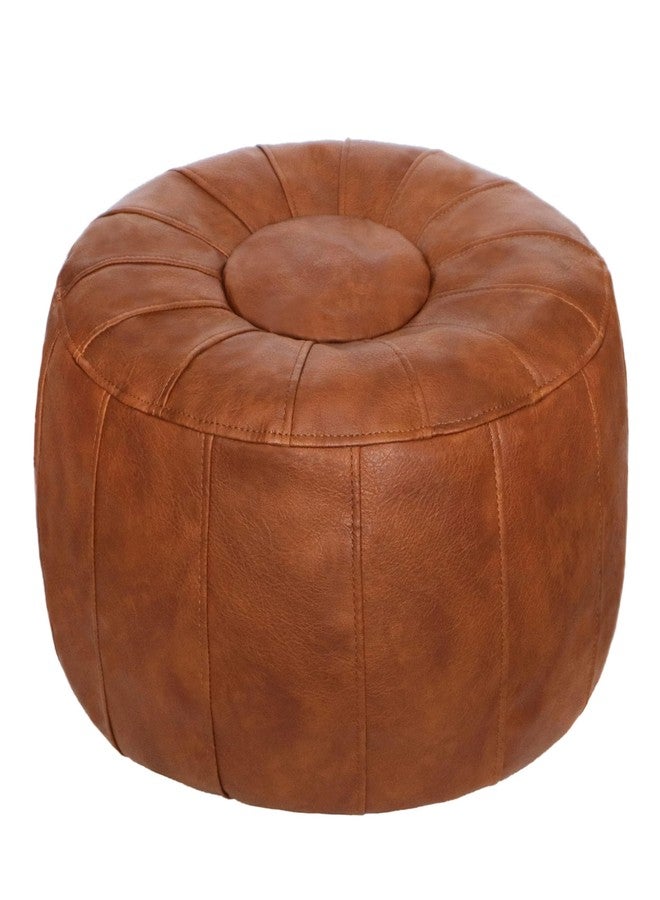 Thgonwid Unstuffed Moroccan Storage Pouf Foot Stool Ottoman Seat Handmade Faux Leather Bean Bag Floor Chair Foot Rest for Living Room, Bedroom or Balcony (Light Brown) - Image 1