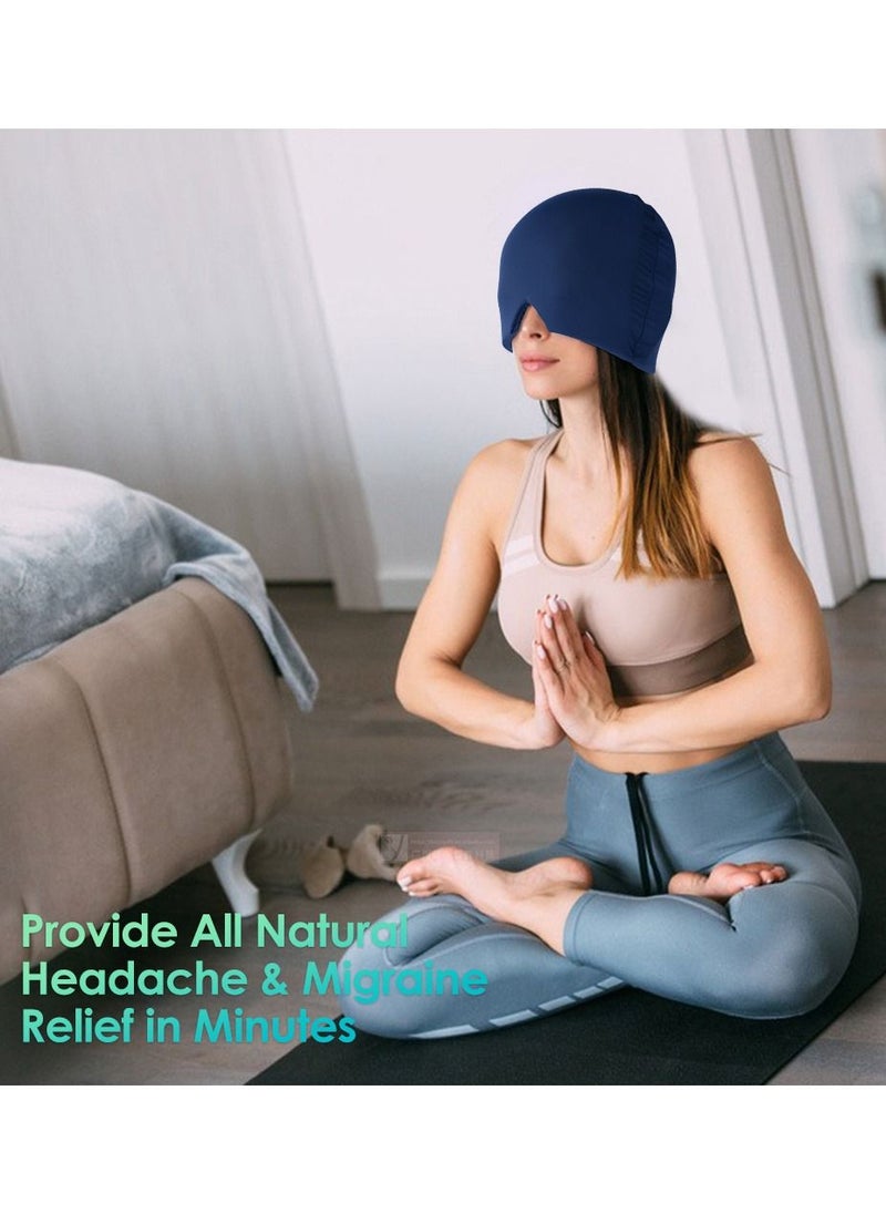 Migraine Headache Relief Hat - Gel Ice Head Mask Hot and Cold Therapy Headache Eyes Mask for Sinus Puffy Eyes Tension and Stress Relief
