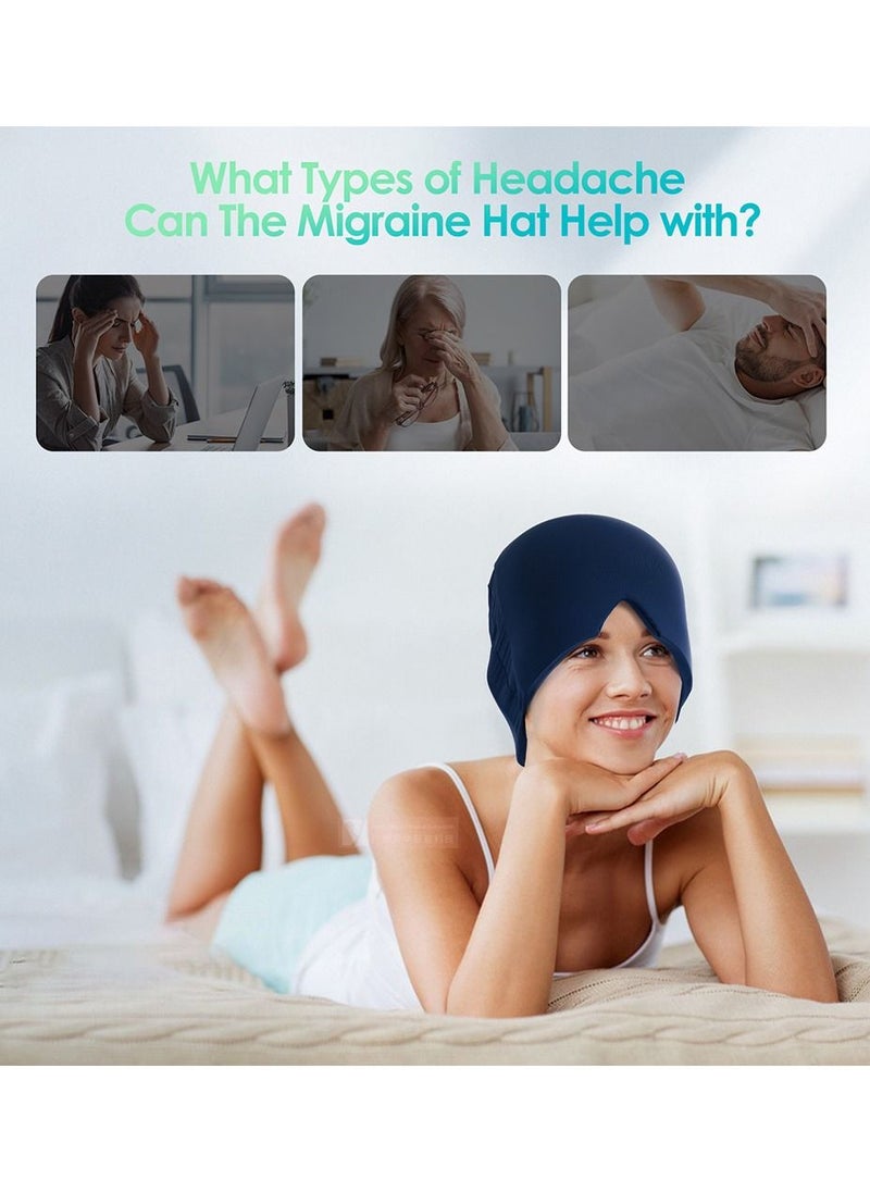 Migraine Headache Relief Hat - Gel Ice Head Mask Hot and Cold Therapy Headache Eyes Mask for Sinus Puffy Eyes Tension and Stress Relief