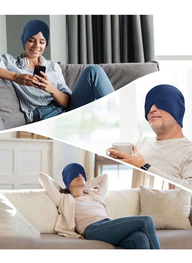 Migraine Headache Relief Hat - Gel Ice Head Mask Hot and Cold Therapy Headache Eyes Mask for Sinus Puffy Eyes Tension and Stress Relief