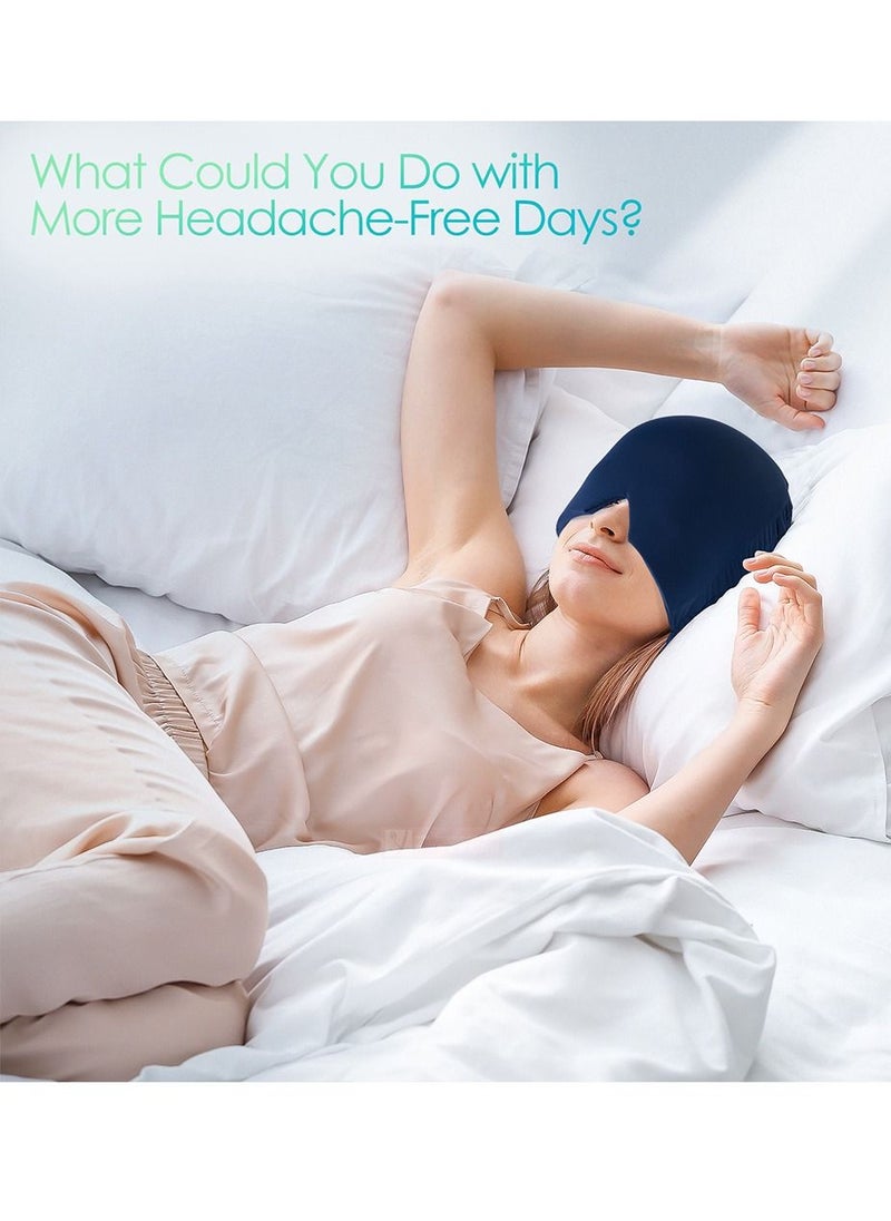 Migraine Headache Relief Hat - Gel Ice Head Mask Hot and Cold Therapy Headache Eyes Mask for Sinus Puffy Eyes Tension and Stress Relief
