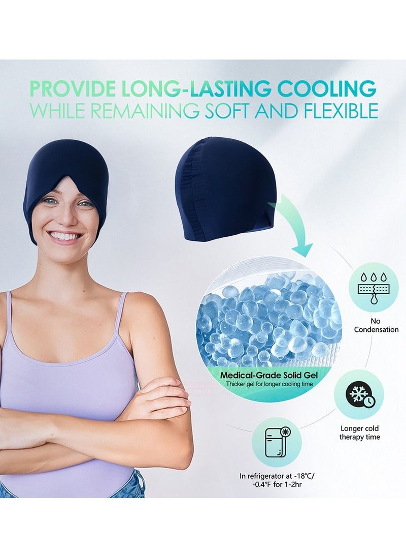 Migraine Headache Relief Hat - Gel Ice Head Mask Hot and Cold Therapy Headache Eyes Mask for Sinus Puffy Eyes Tension and Stress Relief
