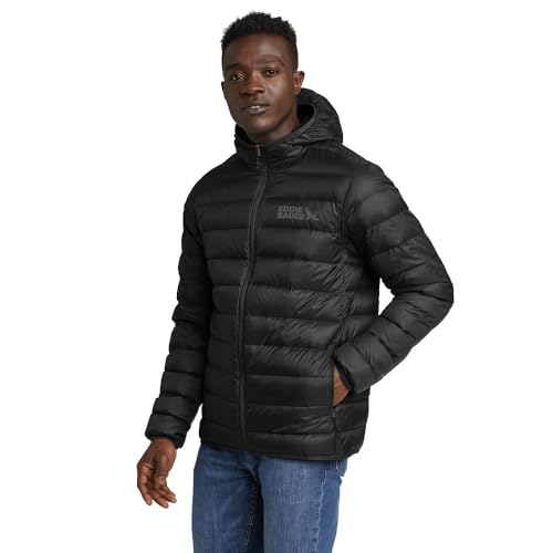 Eddie Bauer جاكيت هوديد من إيدي باور للرجال CirrusLite، أسود معاد تدويره، كبير عادي - Image 5