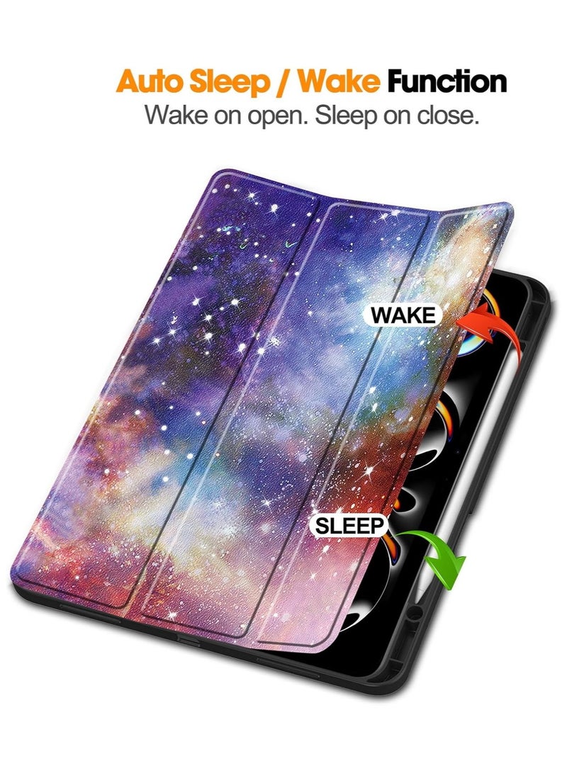عام حافظة تابلت ذكية متوافقة مع آي باد برو 13 (2024) غطاء ذكي مع حامل قلم رصاص ، غلاف خلفي ثلاثي الطي حامل نحيف مقاوم للصدمات غطاء من البولي يوريثان آي باد برو 13 (2024) تابلت - Image 2