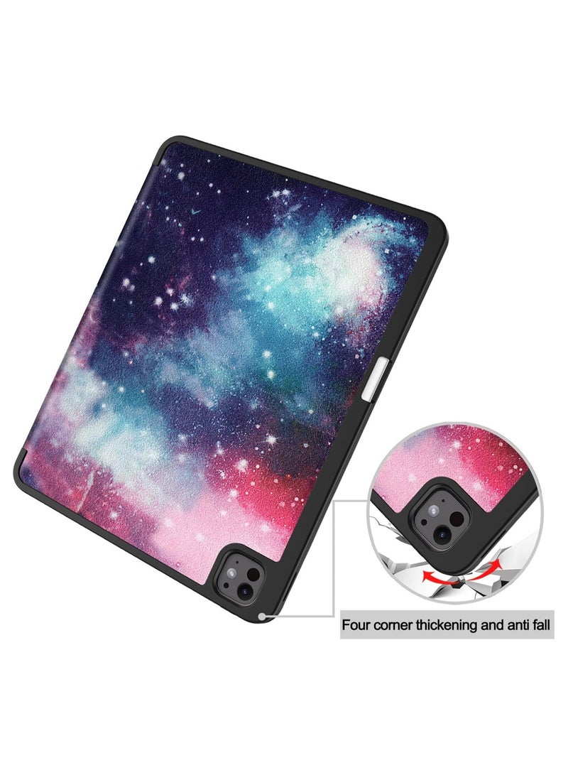 عام حافظة تابلت ذكية متوافقة مع آي باد برو 13 (2024) غطاء ذكي مع حامل قلم رصاص ، غلاف خلفي ثلاثي الطي حامل نحيف مقاوم للصدمات غطاء من البولي يوريثان آي باد برو 13 (2024) تابلت - Image 4