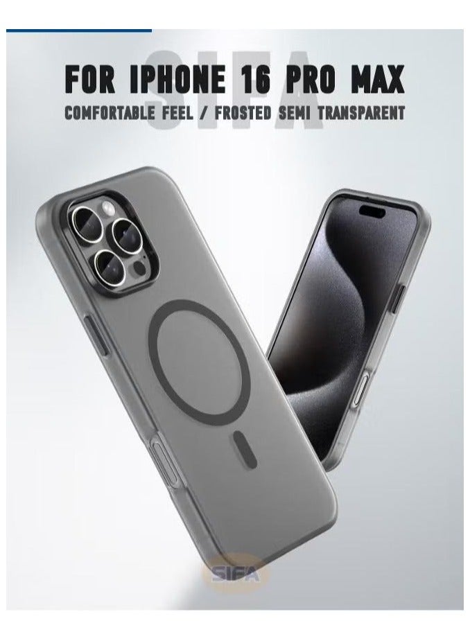 iPhone 16 Pro Max Case, Magnetic [Compatible with Magsafe] Frosted Case Cover, [Anti-Drop Shockproof] [No Yellowing] Back Cover, Slim Skin Feel Case for iPhone 16 Pro Max, Translucent Black - Image 2